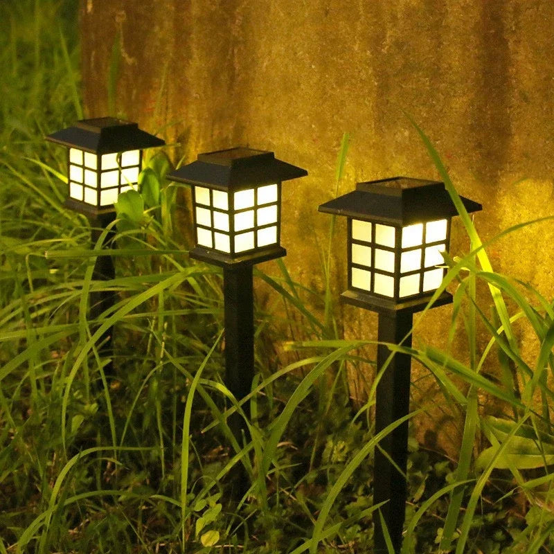 Paquete de 2 luces solares para caminos, lámpara Solar para exteriores, iluminación de paisaje impermeable para jardín, Patio, pasarela, entrada, decoración de acampada