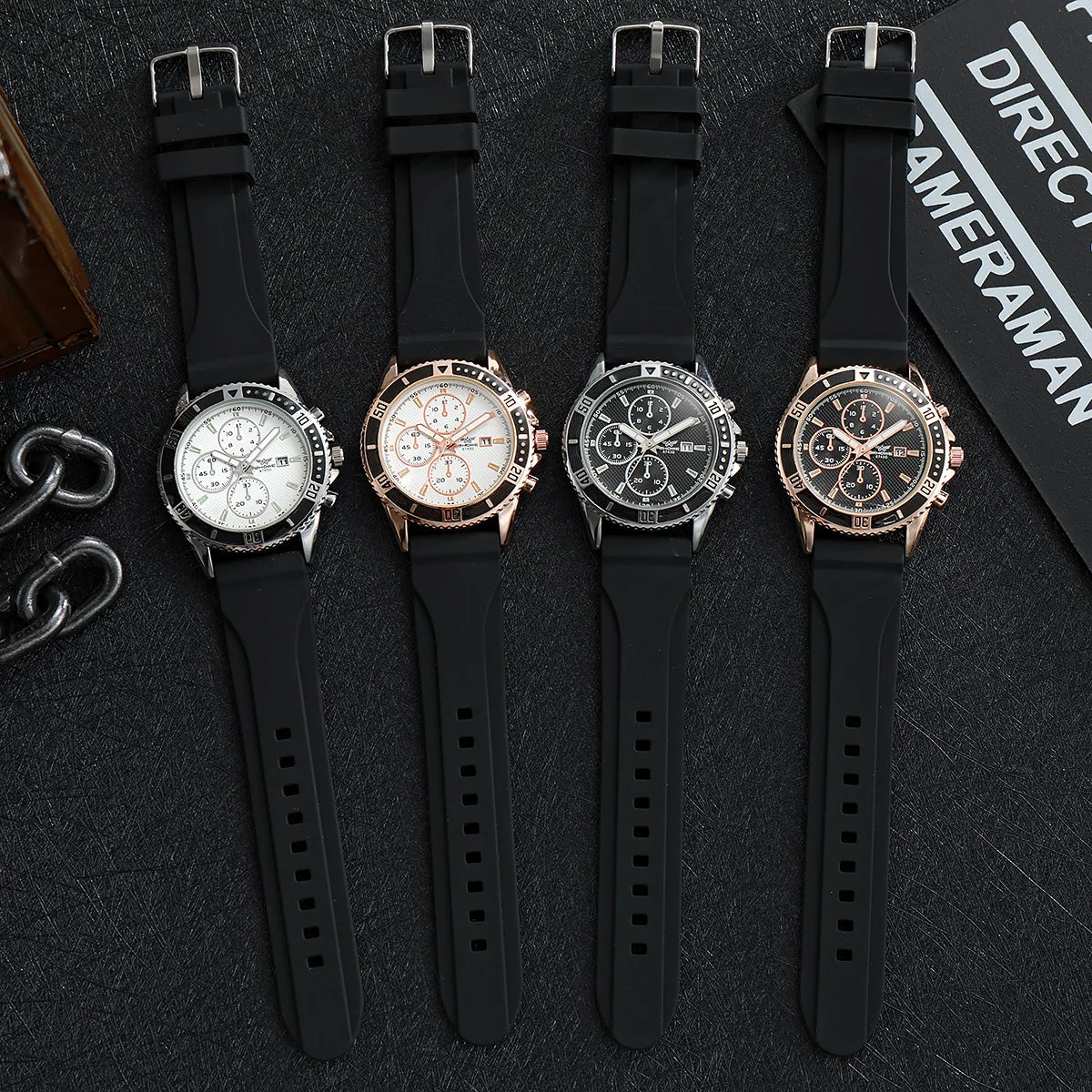 Relojes deportivos informales con banda de silicona para Hombre, Reloj de pulsera de negocios con calendario a la moda para Hombre