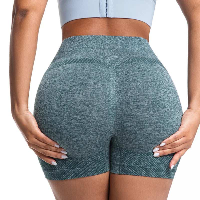 Pantalones cortos deportivos para mujer, cintura alta, elásticos, ajustados, para entrenamiento, Control corto de barriga, Sexy, Yoga, sin costuras, Fitness, levantamiento de cadera, ropa deportiva