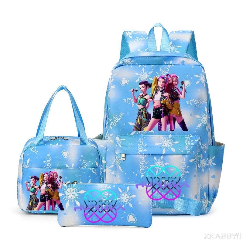 Mochila escolar KPop Demon Hunters, juego de 3 piezas, bolsa de almuerzo, estuche para lápices, regalo de regreso a la escuela para niñas, mochila de ocio, bolsas de viaje para adolescentes