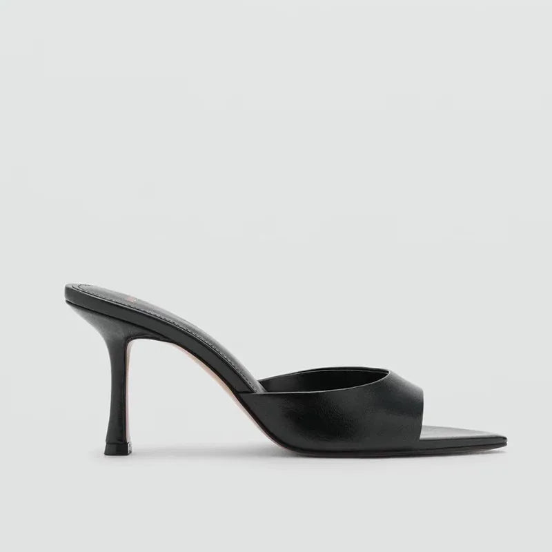 Sandalias de Tacón Alto para Mujer, Primavera-Verano 2026, Nuevas Sandalias Elegantes de Cuero Pintado, Sandalias de Tacón Alto para Uso en Exteriores