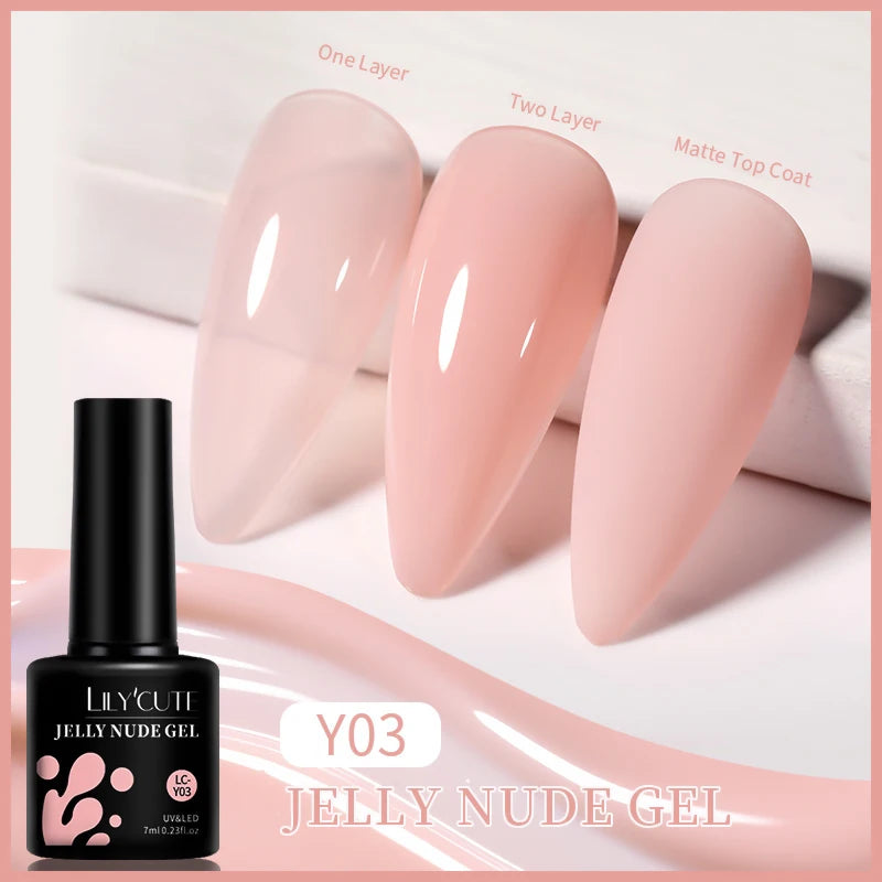 LILYCUTE-esmalte en Gel para uñas, barniz semipermanente para manicura, con LED UV, 129 colores, 7ML