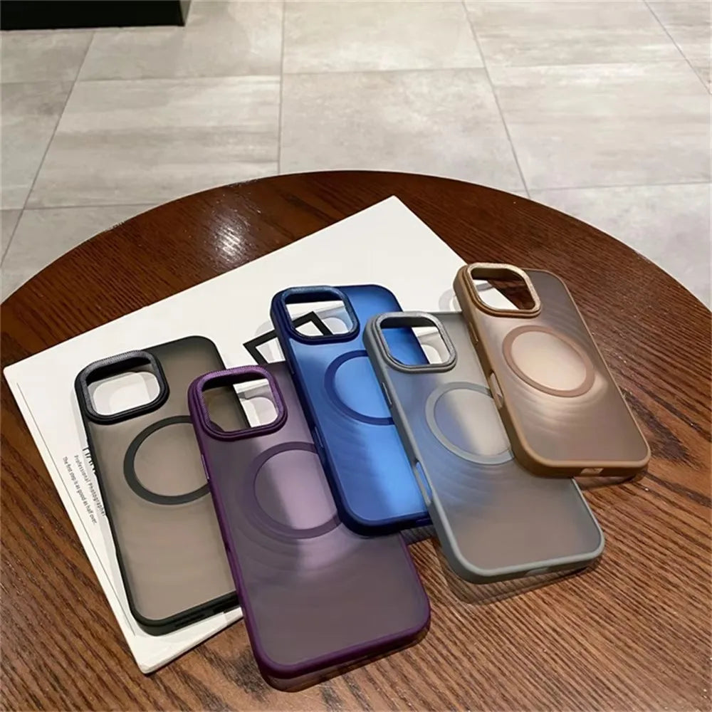 Funda protectora de cámara espiritual de lujo para iPhone 15 16 Pro Max 16 fundas Magsafe para iPhone 14 12 11 13 17 Pro Max cubierta mate