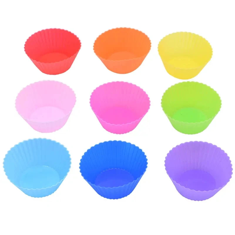 Molde de silicona para pastel, moldes redondos para hornear magdalenas y magdalenas, herramientas de decoración de pasteles DIY reutilizables, decoraciones para fiesta de cumpleaños y boda