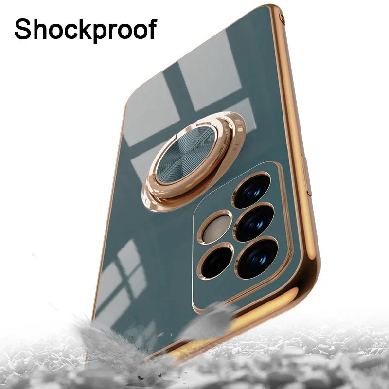 Funda de teléfono con soporte de anillo de TPU de lujo para Samsung Galaxy S25 S24 S23 S22 S21 S20 Note 20 Ultra Plus FE, funda protectora trasera a prueba de golpes