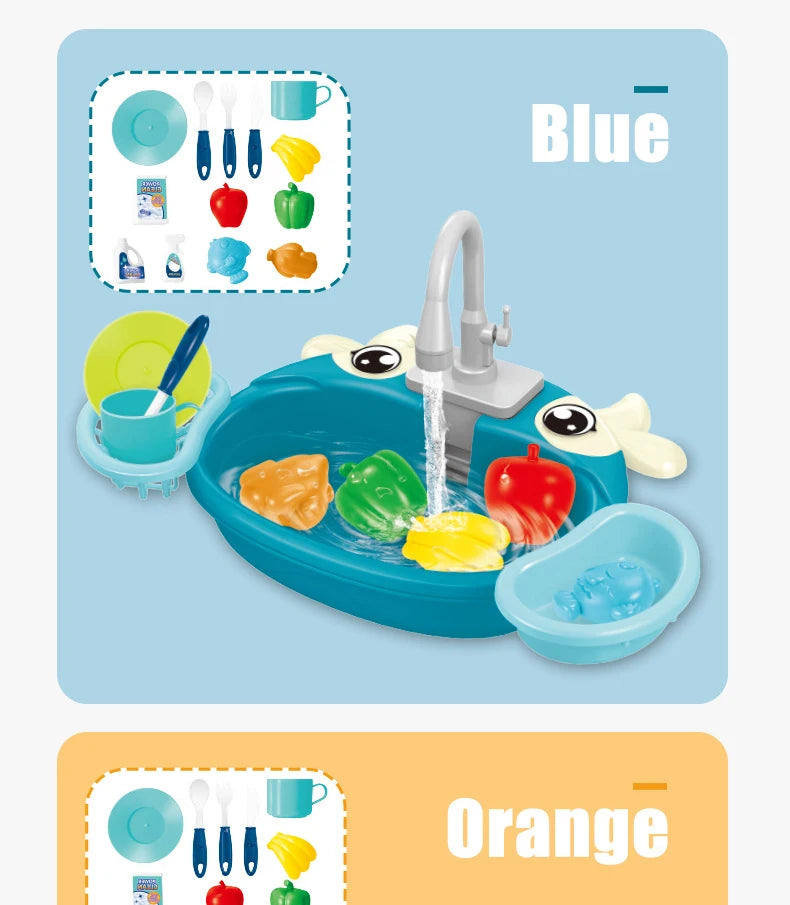 Fregadero de cocina para niños, juguetes de simulación, lavavajillas eléctrico, Mini cocina, comida, juego de casa de juego de imitación, juego de rol para niños, juguetes para niñas