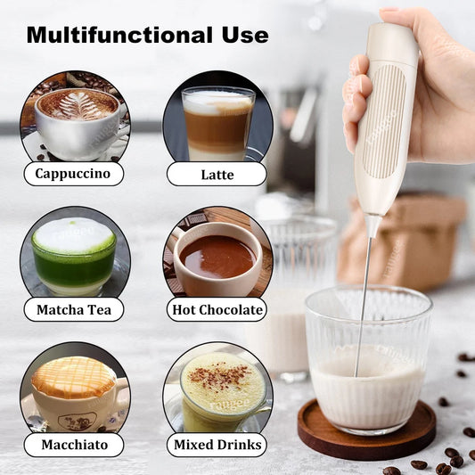 Espumador de Leche Eléctrico, Mini Batidor de Café, Mezclador Manual Inalámbrico para Cappuccino y Latte