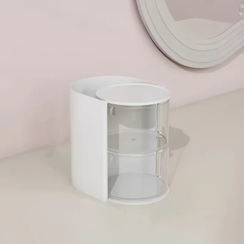 Caja de Almacenamiento de Accesorios para el Cabello de Varias Capas, Organizador de Joyas Transparente Giratorio, Estuche de Escritorio para Brochas de Maquillaje y Esponjas