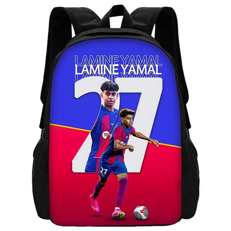 Mochila escolar para niños, fútbol, Lamine Yamals, con bolsas para el almuerzo, bolsas para lápices, mochilas escolares para niños y niñas, el mejor regalo
