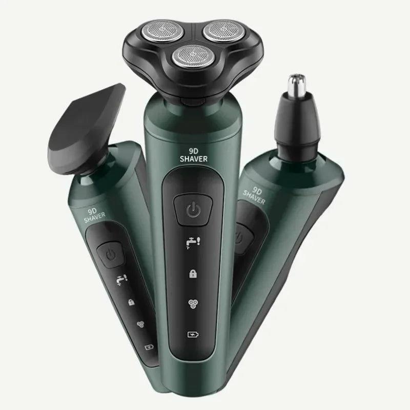 Afeitadoras eléctricas para hombres, maquinilla de afeitar eléctrica resistente al agua, uso en seco y húmedo, máquina de afeitar rotativa con batería recargable