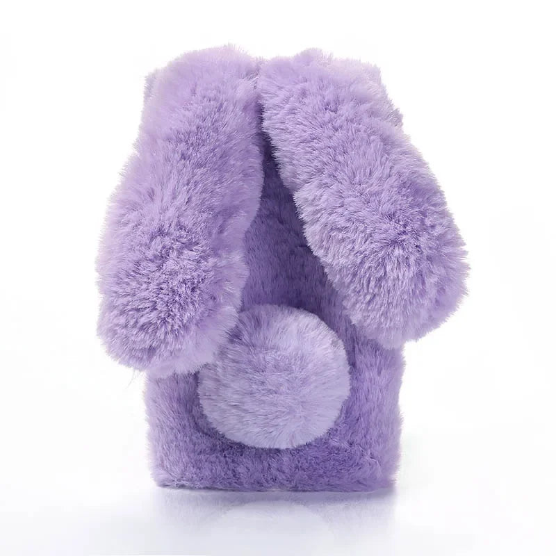 Funda de teléfono de piel de conejo de peluche 3D para iPhone 17 16 15 14 13 12 11 Pro Max funda de silicona suave