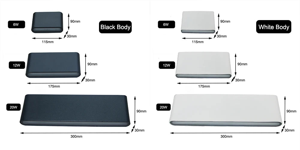 Lámpara LED de pared impermeable para exteriores, 6W, 12W, 24W, dormitorio, sala de estar, balcón, lámpara de pared Exterior de aluminio, accesorios de aplique