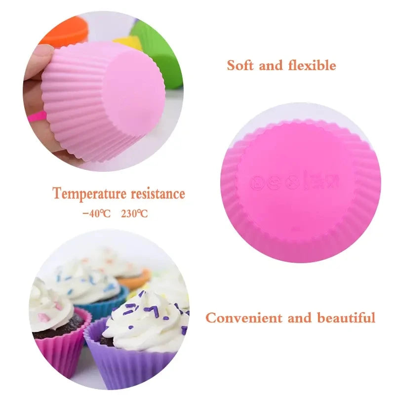 Molde de silicona para pastel, moldes redondos para hornear magdalenas y magdalenas, herramientas de decoración de pasteles DIY reutilizables, decoraciones para fiesta de cumpleaños y boda