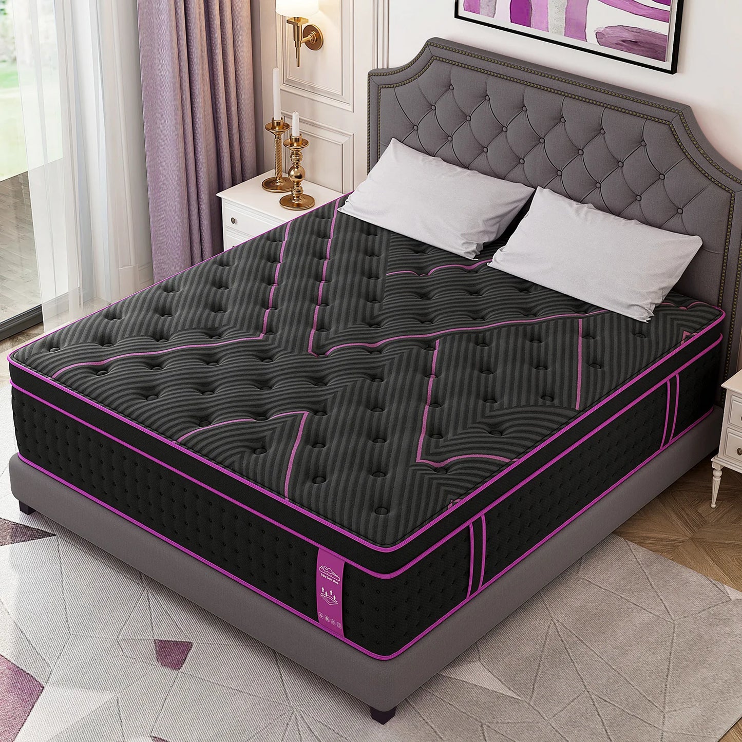 Medium Firm Hybrid Mattress in a Box 12/14 Inch Gel Memory Foam Pocket Spring Fiberglass-Free Cooling Motion Isolation