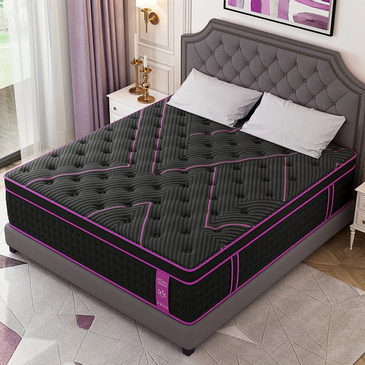 Medium Firm Hybrid Mattress in a Box 12/14 Inch Gel Memory Foam Pocket Spring Fiberglass-Free Cooling Motion Isolation