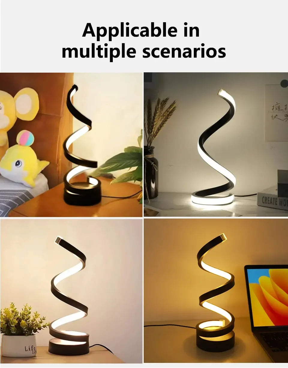 Luz LED nocturna, lámpara de mesa en espiral, lámparas de noche modernas, lámpara de noche regulable, decoración para oficina, sala de estar y dormitorio, luces nocturnas