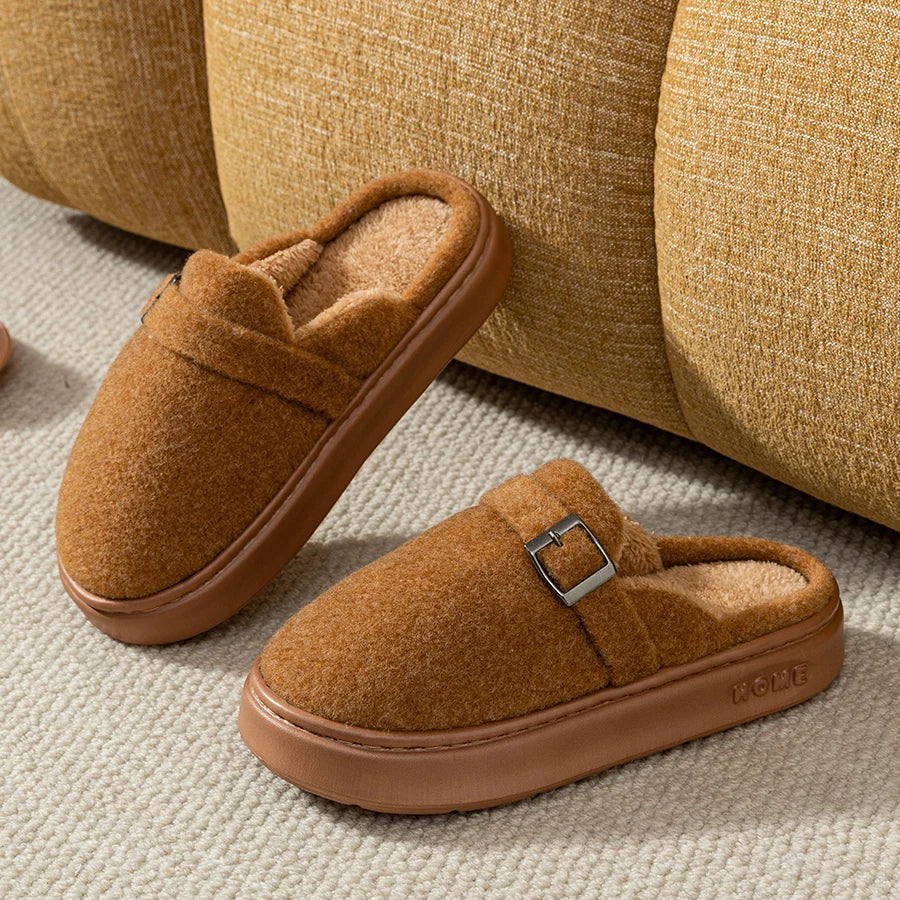 Zapatillas de interior de invierno para mujer, suela suave y cálida, cómodas, antideslizantes para exteriores, adecuadas para parejas, zapatos de casa a la moda para dormitorio