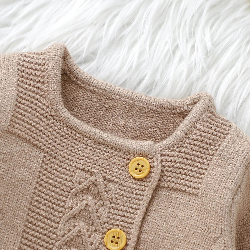 Conjuntos de ropa para niñas pequeñas, suéteres lisos de manga larga, cárdigans y pantalones, trajes tejidos para recién nacidos de 0 a 9m, chándales de 2 uds.