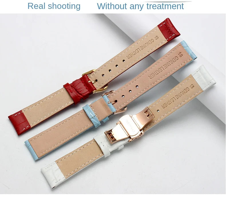 10mm 12mm 14mm 15mm 16mm 18m blanco rojo rosa para Casio Tissot correa de cuero genuino correa de reloj de mujer accesorios de pulsera
