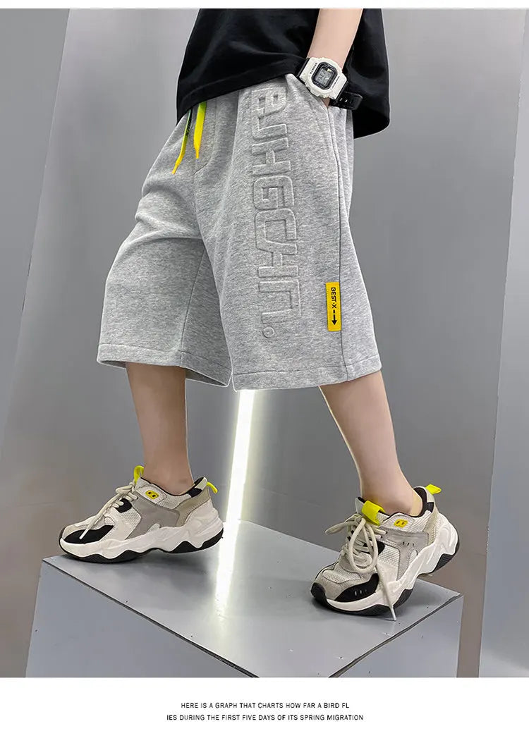 Pantalones cortos deportivos de algodón para niños, hasta la rodilla pantalón de chándal, talla 5, 6, 7, 8, 10, 12, 13, 14 años, gran oferta, Verano