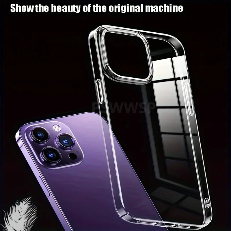 Funda de teléfono transparente de lujo para iPhone 17 Air 16 15 14 Plus 13 12 11 Pro Max a prueba de golpes HD cubierta trasera acrílica dura transparente
