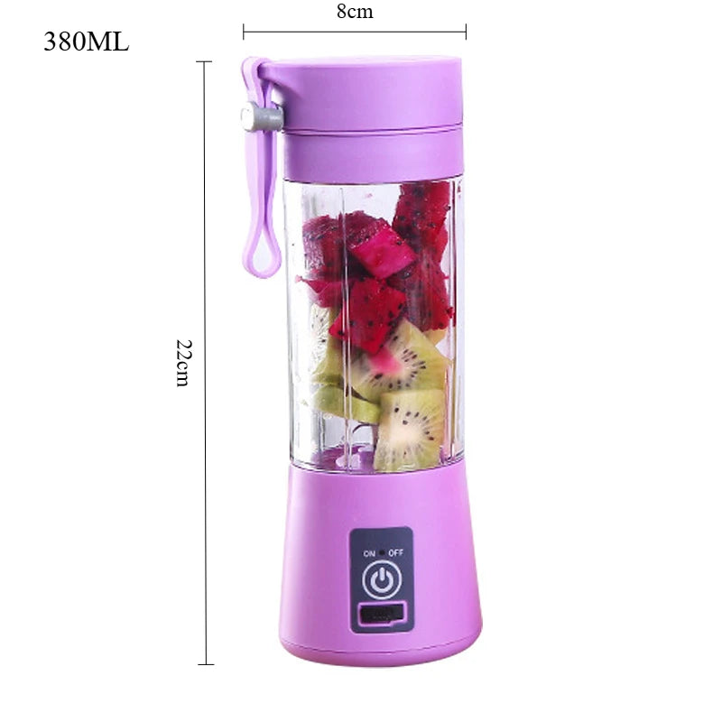Licuadora Eléctrica Portátil Recargable, Vaso Mezclador de Frutas para Viajes, Mini Batidora para Smoothies y Batidos
