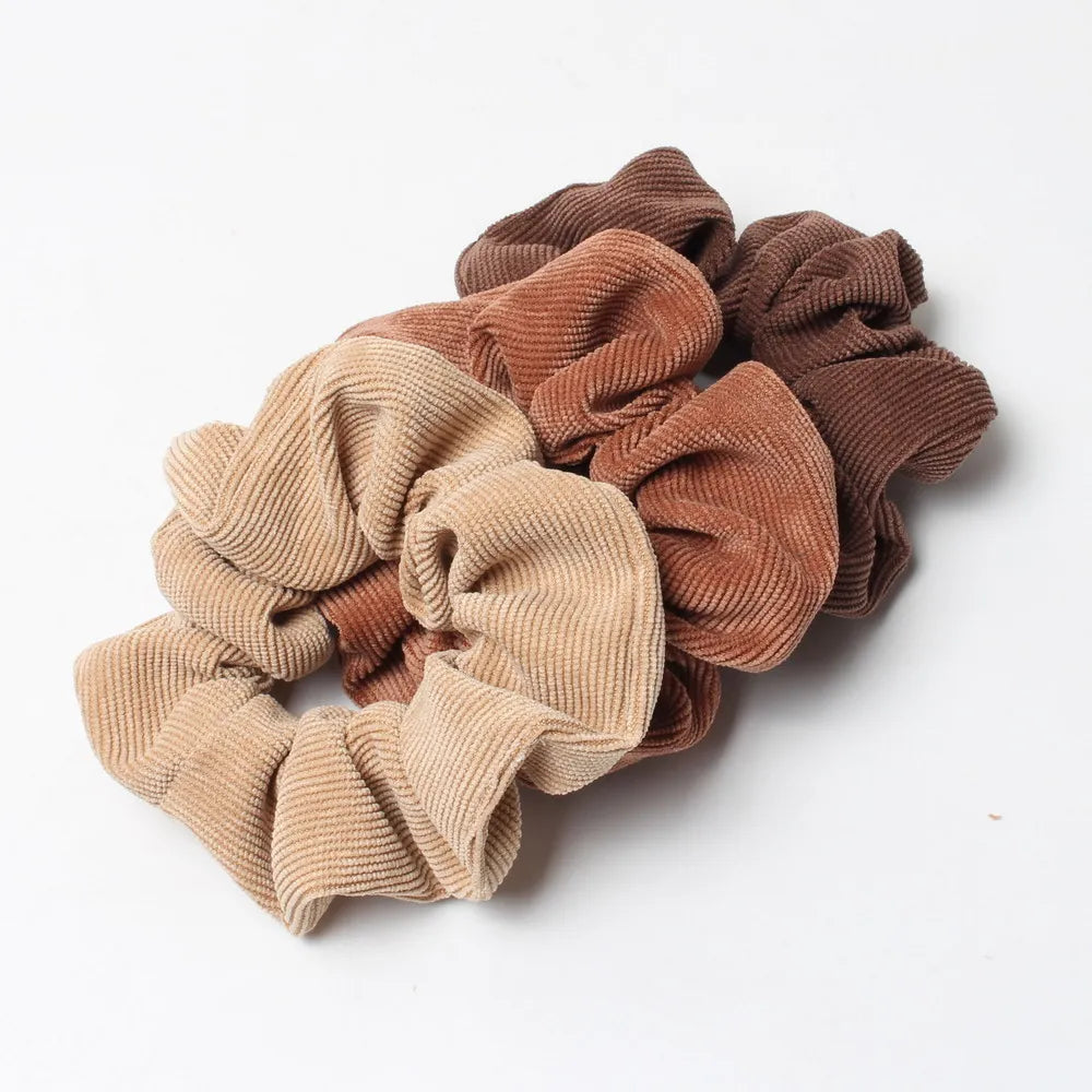 Cordón Scrunchie Otoño Invierno pana tela sólida Scrunchies conjunto bandas elásticas para el cabello moda Cola de Caballo lazo para el cabello cuerda sombreros 3PK