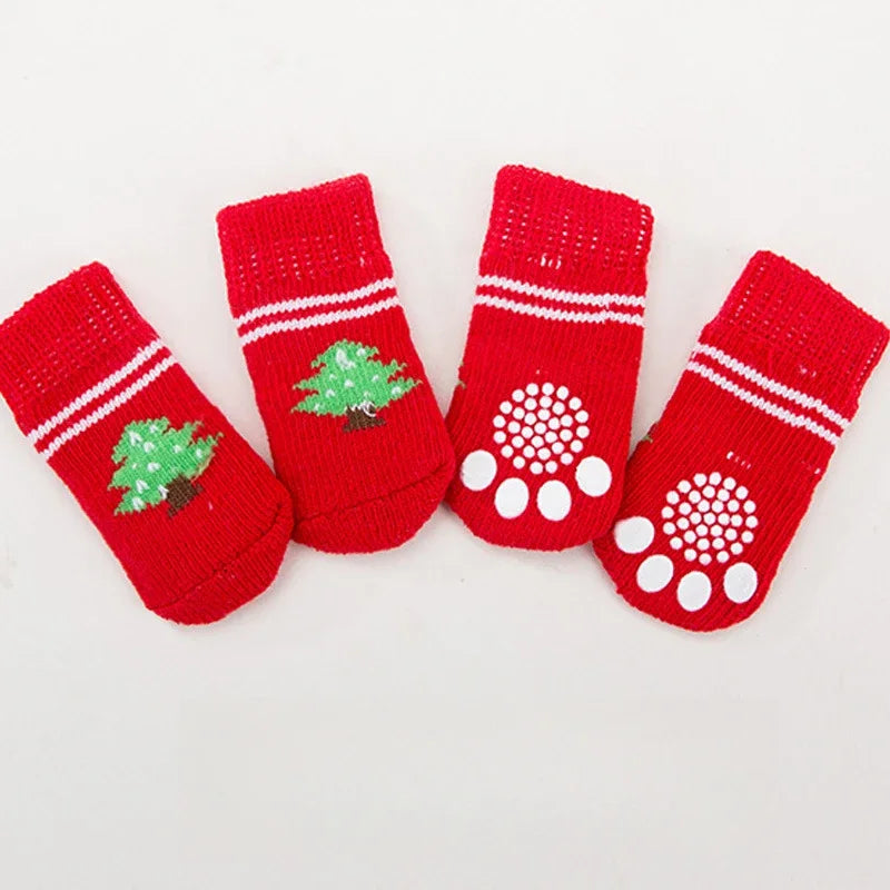 4Pcs/Set Pet Socks Anti Slip Dog Foot Cover Set Teddy Dog Shoes Set 4 Dogs Socks Puppy Socks Dogs Shoes for Small Dogs