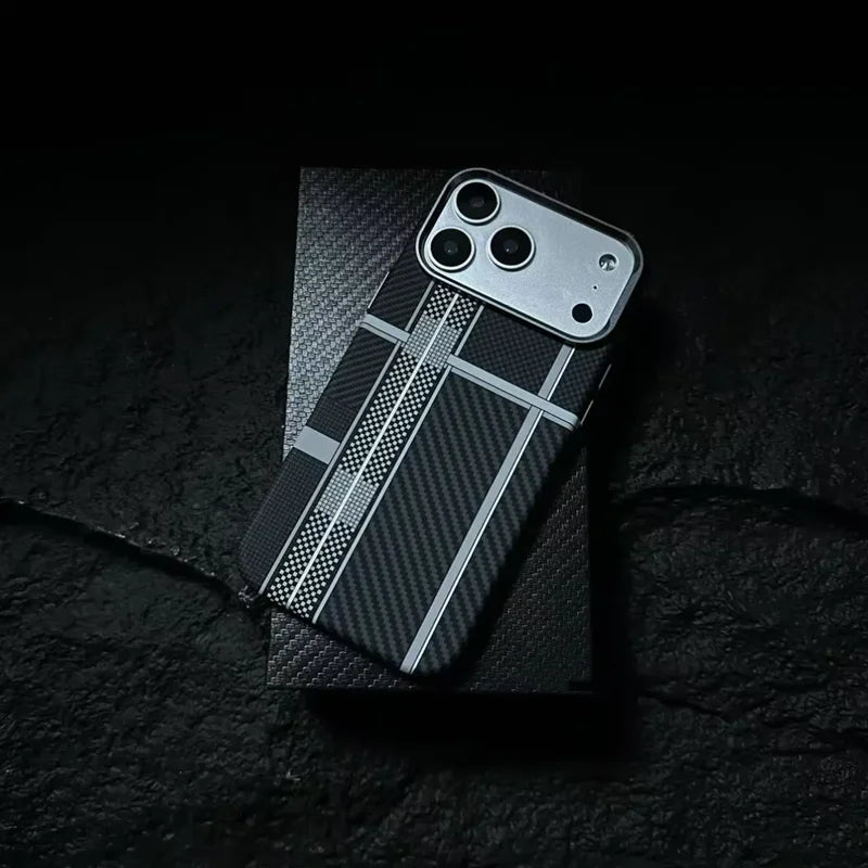 Funda Magnética con Textura de Fibra de Carbono para iPhone 17, 17 Pro Max, 16 Pro, 15, 14, 13, Ultrafina, con Lente de Aleación, Carga Inalámbrica, Carcasa Rígida