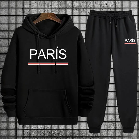 Conjunto Deportivo Esencial para Hombre 2026, Sudadera con Capucha y Pantalones Deportivos Premium para Uso Diario, Moda Deportiva Otoño Invierno Estilo París