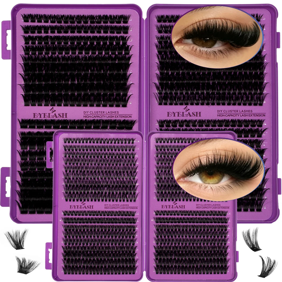 Extensiones de Pestañas Individuales con Curvatura D, Alta Capacidad, Densas, de 8-16 mm, Aptas para Diferentes Maquillajes, de Larga Duración