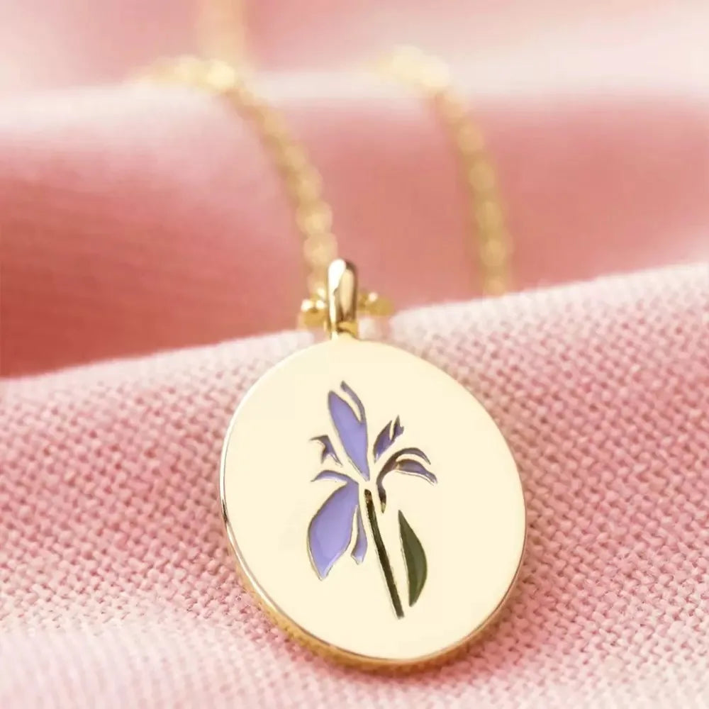 Collar de flores de mes de nacimiento Vintage para mujer, colgante ovalado Floral geométrico de acero inoxidable, cadena de clavícula, joyería para el día de la madre