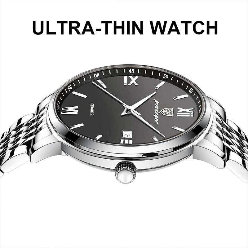 POEDAGAR, relojes de negocios de lujo para hombre, reloj de pulsera resistente al agua de acero inoxidable con fecha para hombre, reloj de pulsera de cuarzo Simple a la moda para hombre