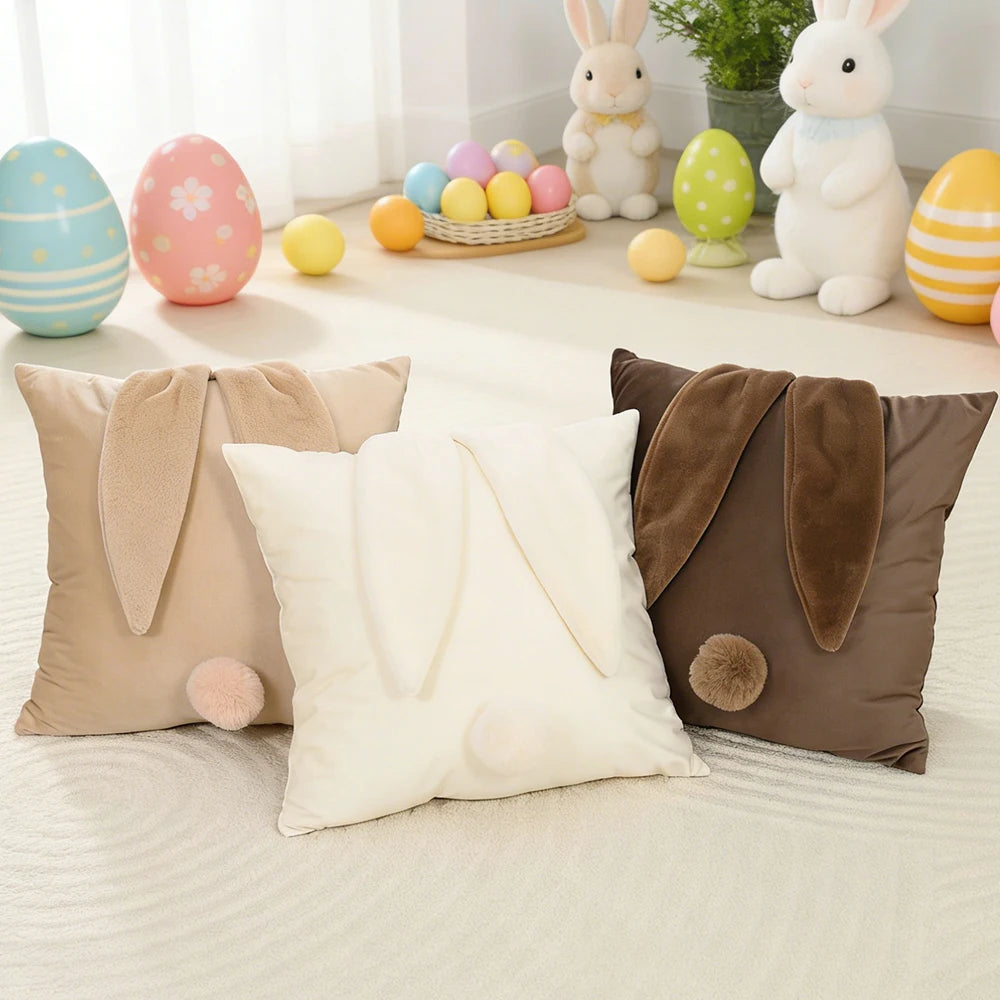 BUYNOW-fundas de cojín con Orejas de conejo, fundas de almohada de terciopelo holandés, decoración de felpa suave, fundas de almohada para sofá, decoración del hogar, 1 ud.