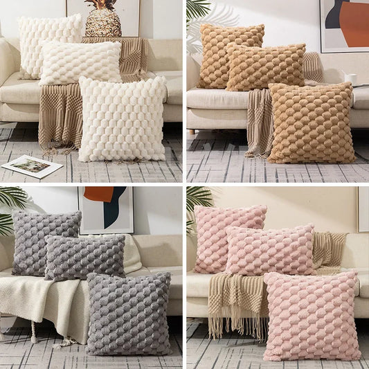 Funda de almohada tejida de terciopelo con copos de nieve, funda de almohada de Color sólido, funda de cojín de cintura suave y cómoda para sala de estar, sofá, decoración del hogar