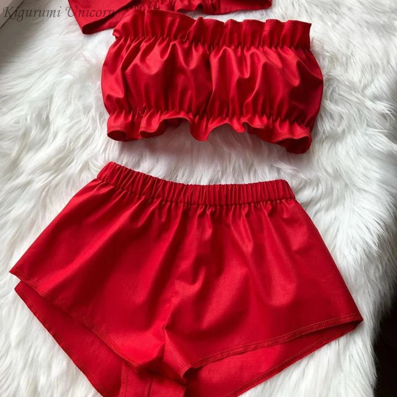 Conjunto de Pijamas de seda satinada para mujer, ropa de dormir Sexy, Pijamas sin mangas de verano, ropa de casa de seda sintética, ropa de dormir a rayas rosas, sujetador de lencería