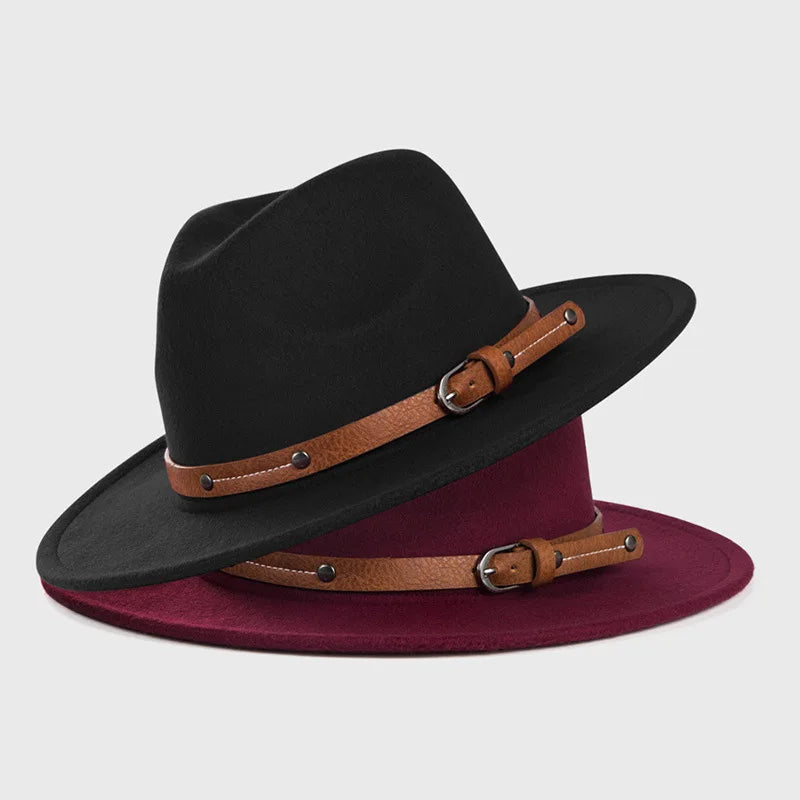 Sombrero Fedora de lana nueva para mujeres y hombres, moda de invierno y otoño, sombreros de Jazz para Iglesia, sombrero de fieltro de ala plana vikingo británico, sombreros de fieltro informales para exteriores
