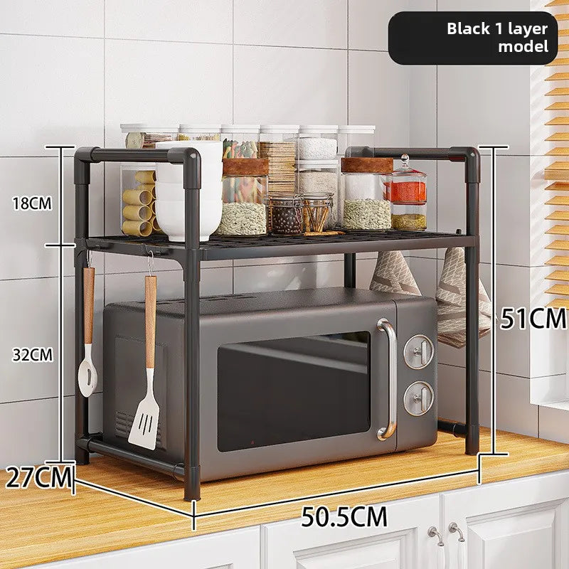 Estante de Cocina Resistente, Soporte para Horno de Microondas de Pie, Estante de Almacenamiento de 2 Niveles, Organizador para Freidora de Aire, Soporte para Ollas