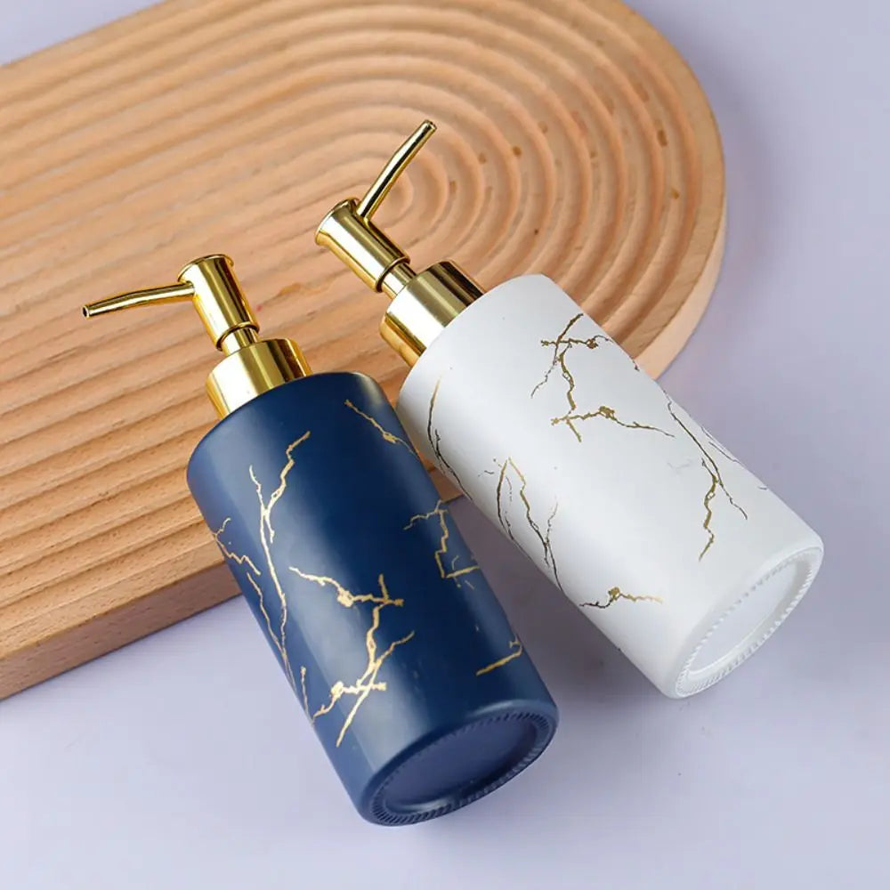 Botella de emulsión de vidrio de 350ML, botellas de loción de baño rellenables de cerámica, accesorios de baño, botella de champú, botella desinfectante de manos