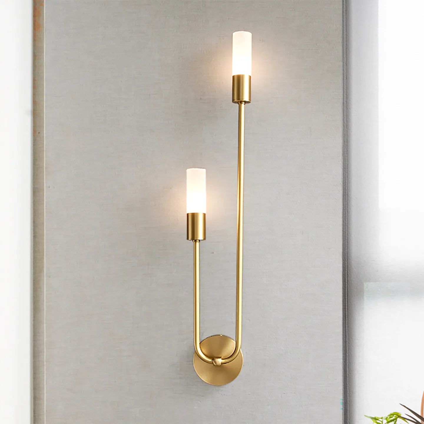 Lámpara de Pared LED Moderna Dorada, Estilo Nórdico, Larga y Rectangular, para Sala de Estar, Dormitorio, Baño, Pasillo, Decoración Interior