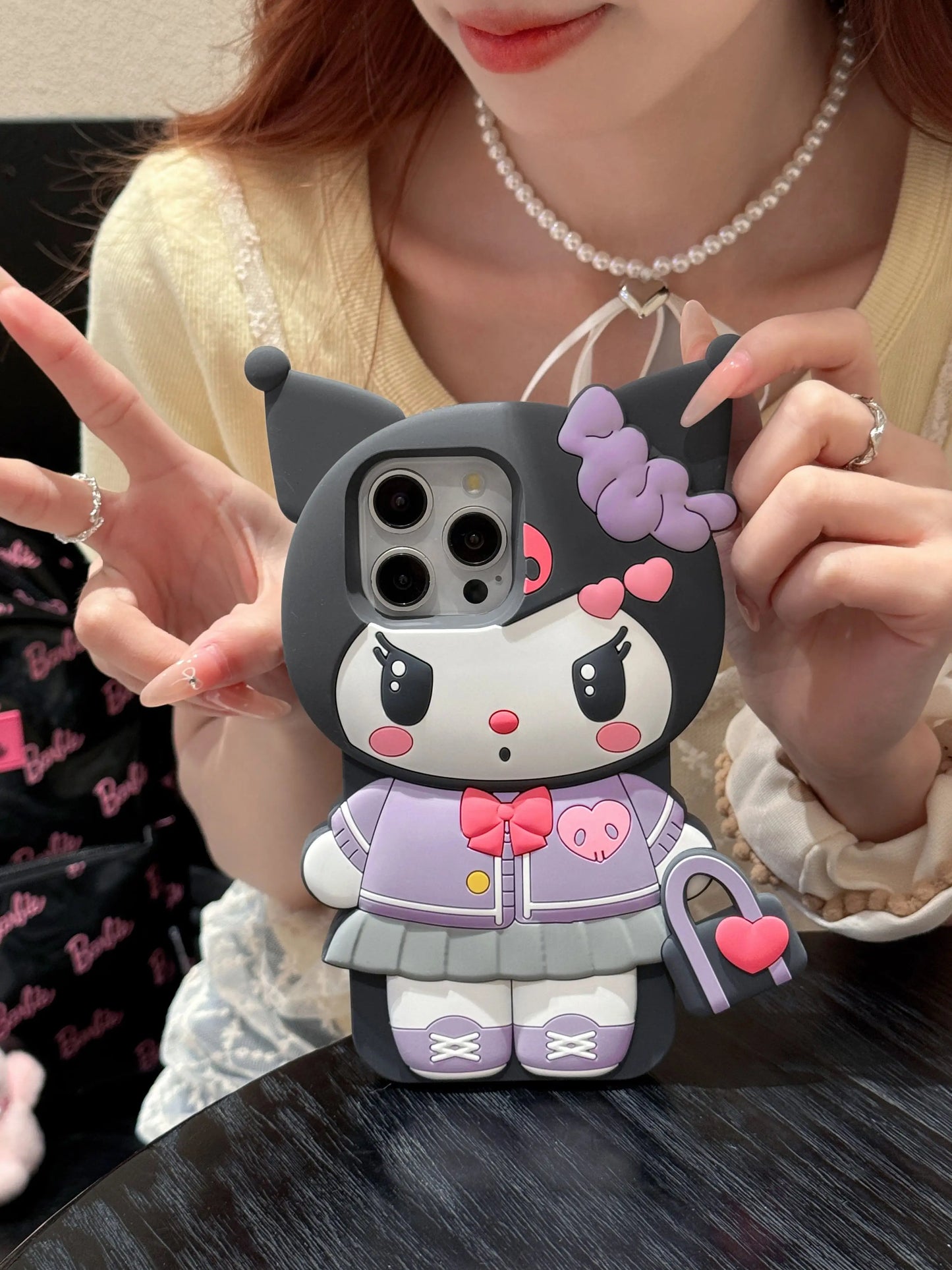 Funda de teléfono Kuromi con dibujos animados en 3D para iPhone 17 Pro17 16 15 14 13 12 11 Pro Max 16 Plus, fundas de teléfono de silicona suave a prueba de golpes