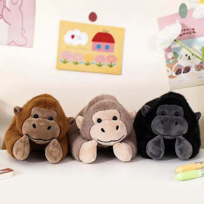Nuevo Estuche de Lápices de Peluche con Diseño de Gorila de Dibujos Animados, Divertido Estuche de Lápices con Forma de Animal para Estudiantes, Bolsa de Almacenamiento de Papelería de Gran Capacidad, Regalos