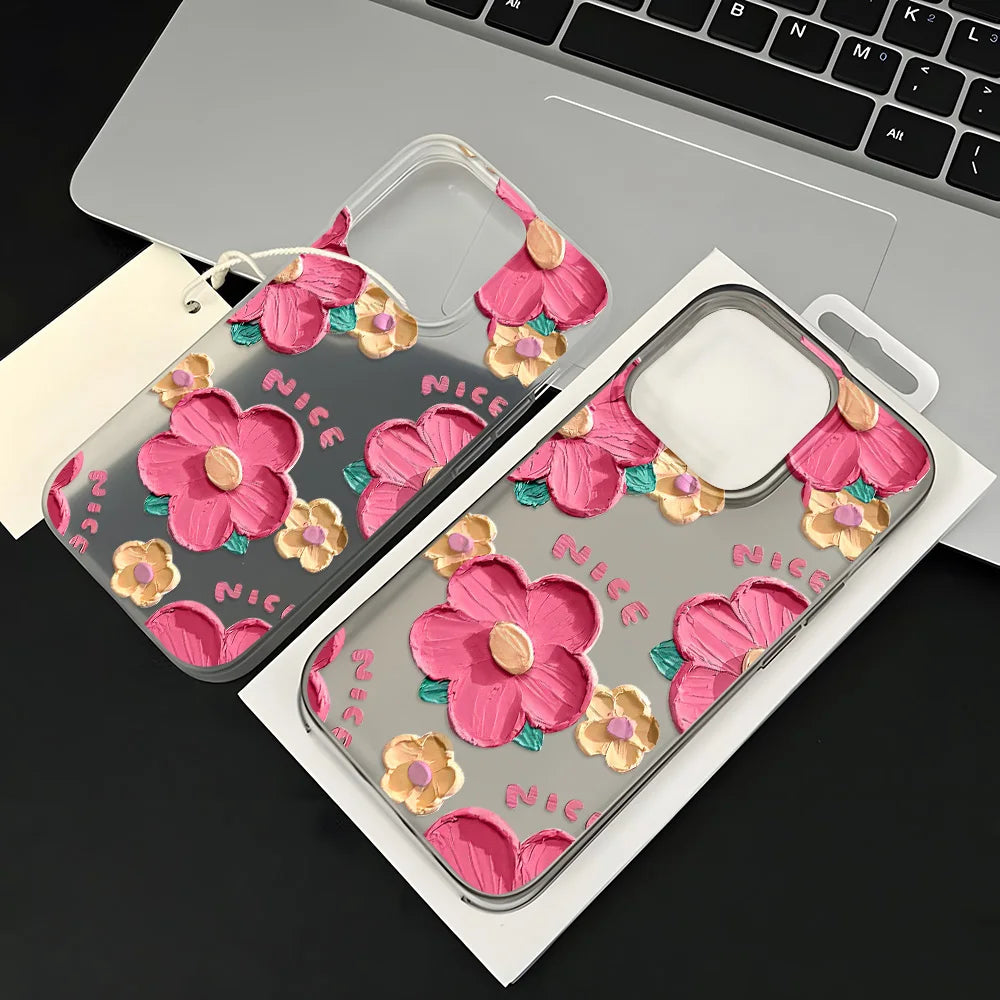 Fundas de teléfono de silicona suave mate para iPhone 15 funda iPhone 16 13 17 Pro Max 14 11 12 Pro 15 16 Plus funda transparente a prueba de golpes con flores