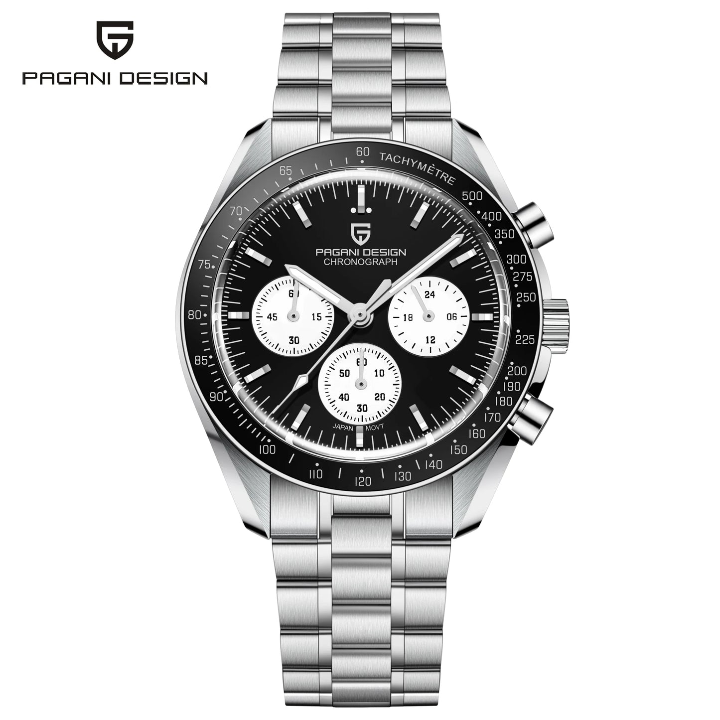 Relojes PAGANI DESIGN Moon para hombre, reloj de cuarzo de lujo dorado, cronógrafo deportivo, zafiro AR, resistente al agua, luminoso, regalo para hombre