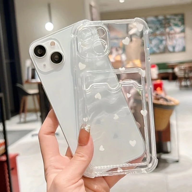 Funda para Teléfono con Diseño de Corazón Elegante de Estilo Retro para iPhone 17 16 Pro Max, Fundas para iPhone 15 14 13 12 11 XS X 7 8 Plus con Tarjetero