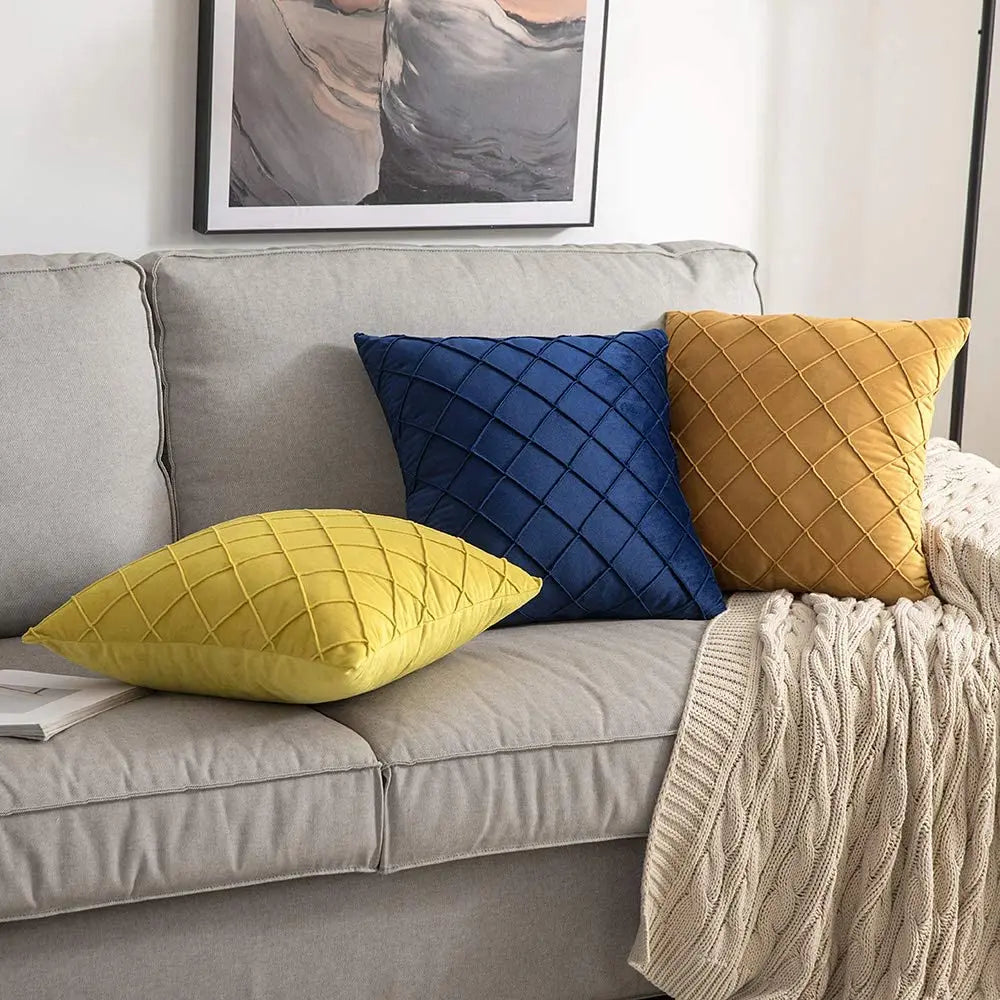 Funda de cojín de terciopelo suave, Funda geométrica Cojin de 45 × 45cm, Funda de almohada decorativa para muebles de Patio para sofá y balcón