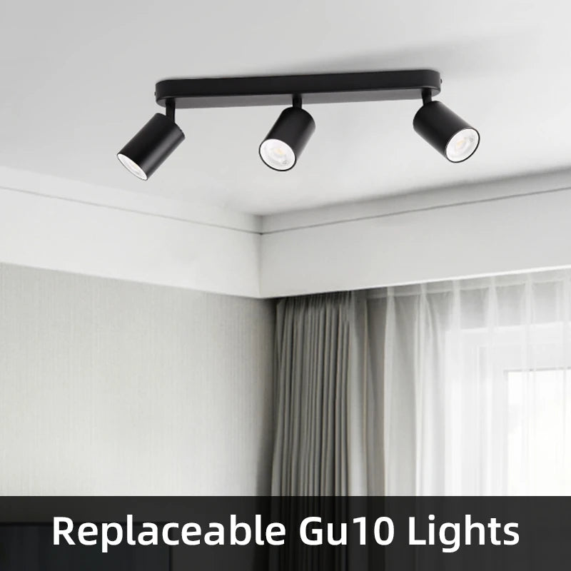 Lámpara de techo, luz de pista LED para dormitorio, pasillo, tienda, lámpara superior, bombilla GU10, iluminación de repuesto, focos LED ajustables