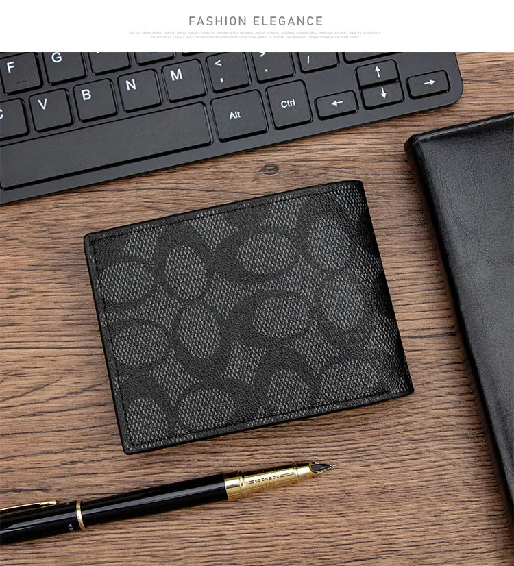 Cartera de Diseño 2026 con Grabado, Billetera Bifold Compacta para Hombre, Múltiples Ranuras para Tarjetas, Bolsillo para Monedas, Accesorio de Moda Diaria, Regalo para Hombre
