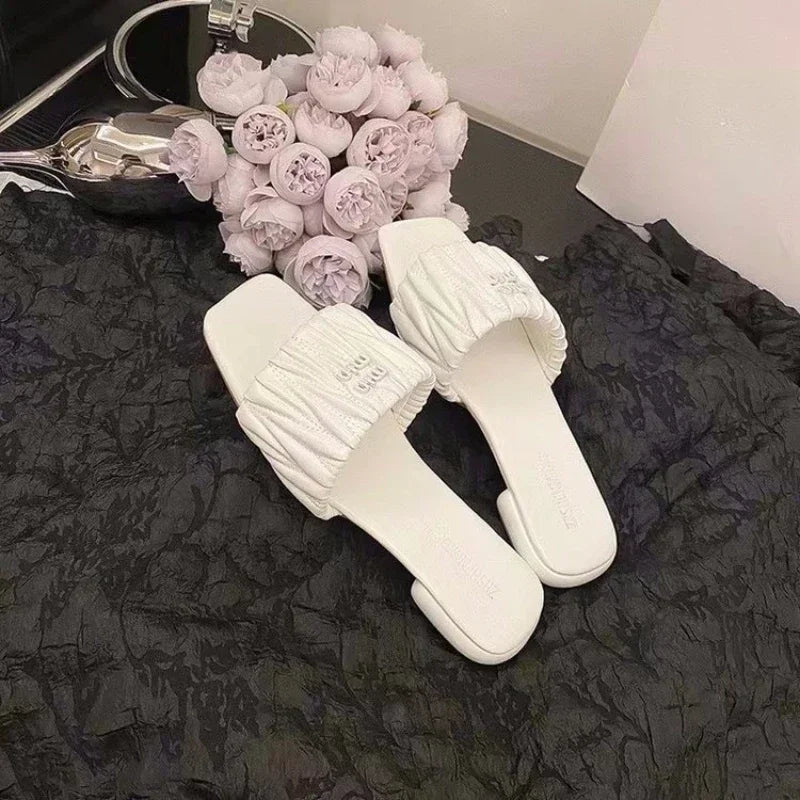 Zapatillas de Verano con Punta Abierta, Color Sólido, Punta Cuadrada, Ligeras, Nuevas, Tacón Cuadrado, Casuales, Cómodas y Elegantes para Mujer