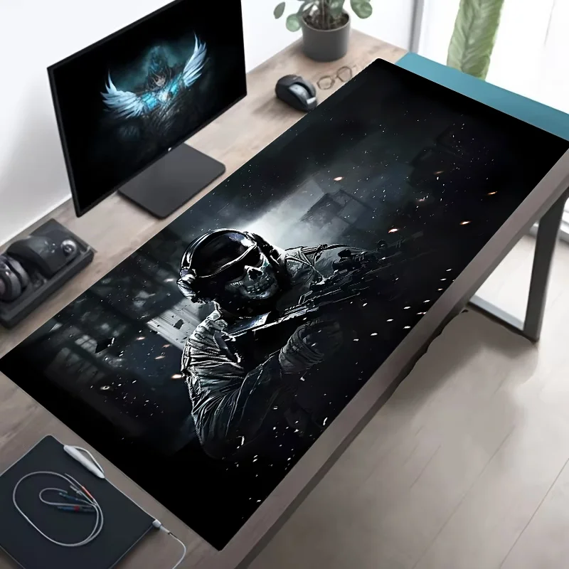 Alfombrilla de Ratón Grande con Diseño Táctico de Soldado, Antideslizante, XXL, Accesorios para Juegos, Bordes Cosidos, para el Hogar y para Jugar, para Jugadores de FPS